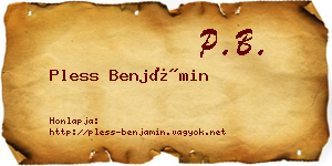 Pless Benjámin névjegykártya