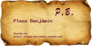 Pless Benjámin névjegykártya
